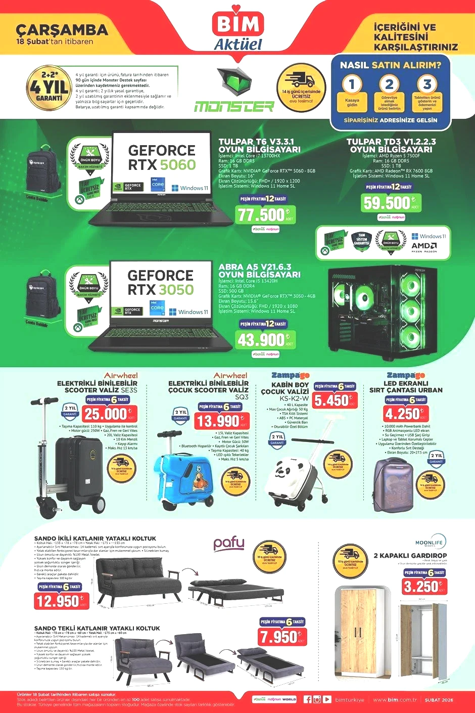 18 ŞUBAT ÇARŞAMBA BİM EVE TESLİM KATALOĞU